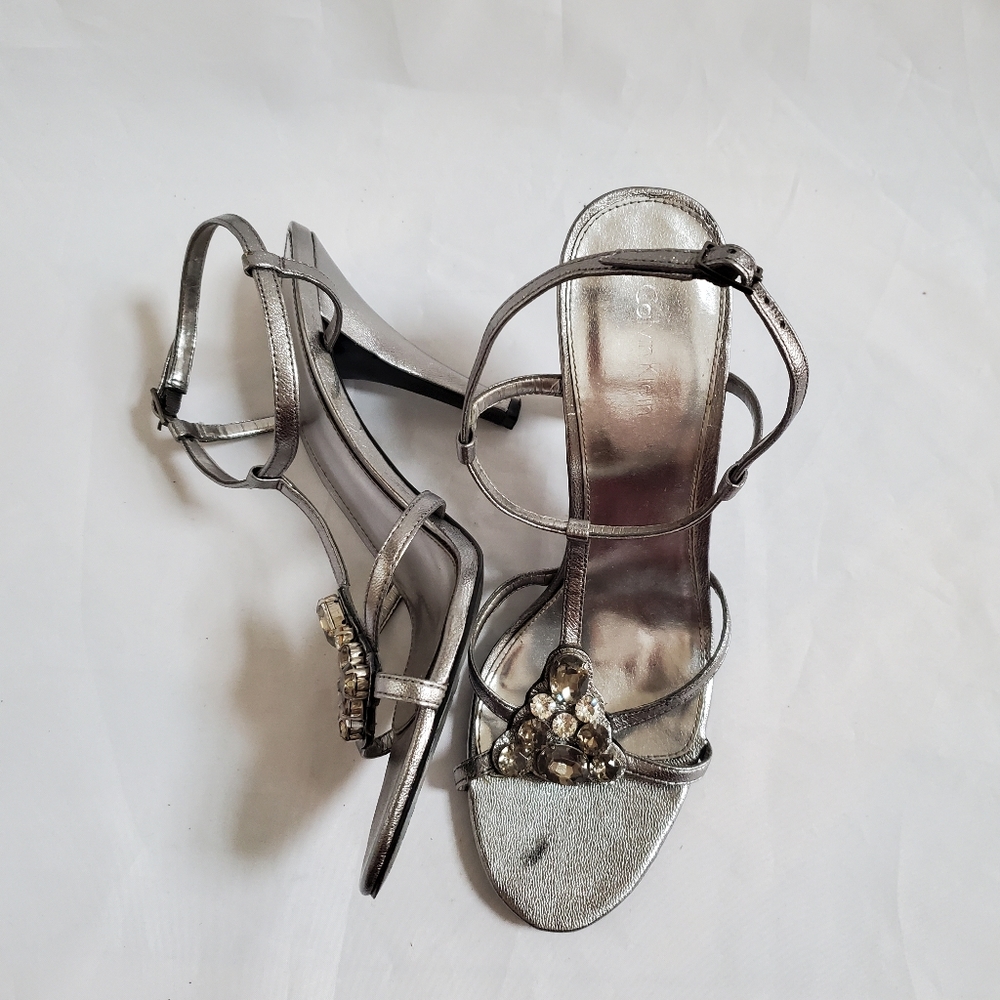 Calvin Klein Silver Jeweled Heels Size 8
